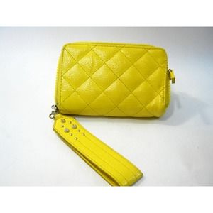 Vintage Yellow Quilted Wristlet Clutch